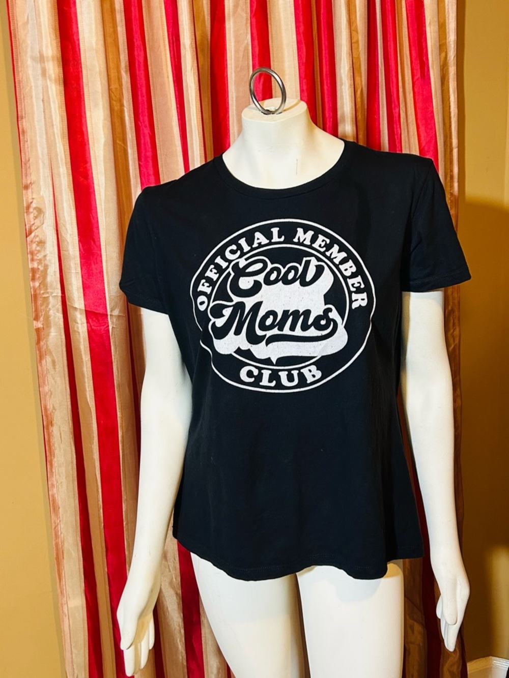 Next Level Apparel Black T-Shirt with White 'Cool Moms Club' Graphic